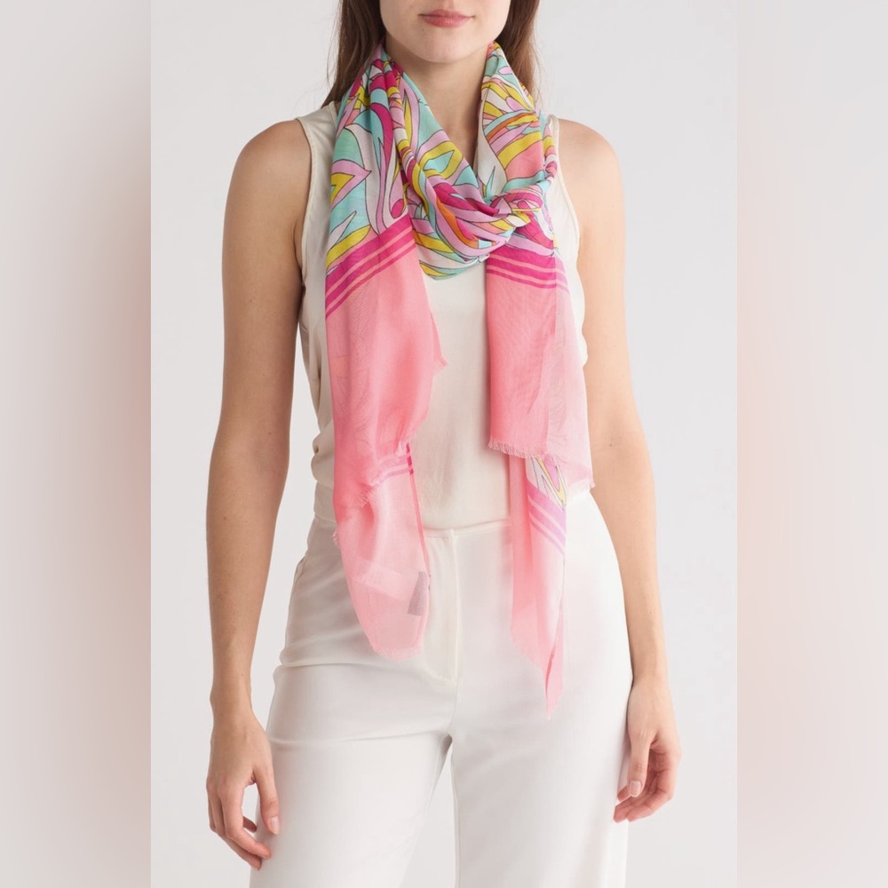 Kate Spade Anemone Floral Oblong Scarf in Rose Jam